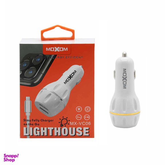 شارژر فندکی 2 پورت موکسوم (Moxom) مدل MX-VC06 با کابل Micro-USB