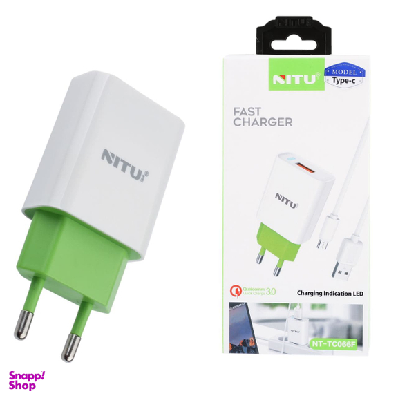 شارژر دیواری فست شارژ QC3.0 نیتو (Nitu) مدل NT-TC066F با کابل Type-C