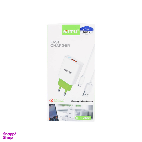 شارژر دیواری فست شارژ QC3.0 نیتو (Nitu) مدل NT-TC066F با کابل Type-C