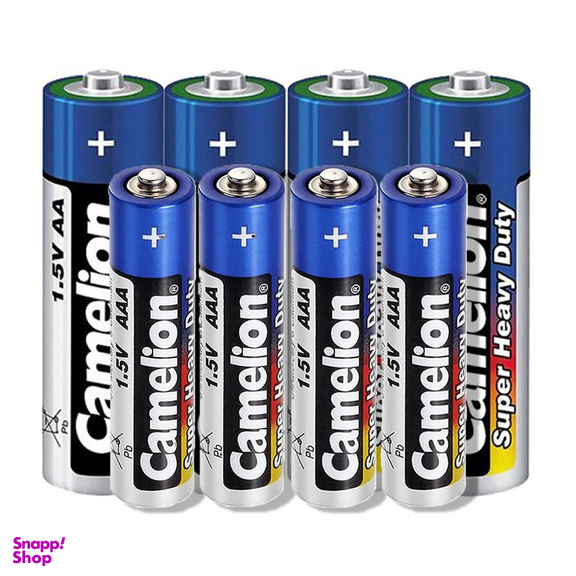 باتری قلمی و نیم قلمی کملیون (Camelion) مدل Super Heavy Duty بسته 8 عددی