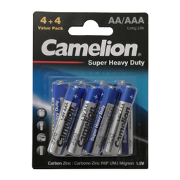 باتری قلمی و نیم قلمی کملیون (Camelion) مدل Super Heavy Duty بسته 8 عددی