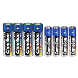 باتری قلمی و نیم قلمی کملیون (Camelion) مدل Super Heavy Duty بسته 8 عددی