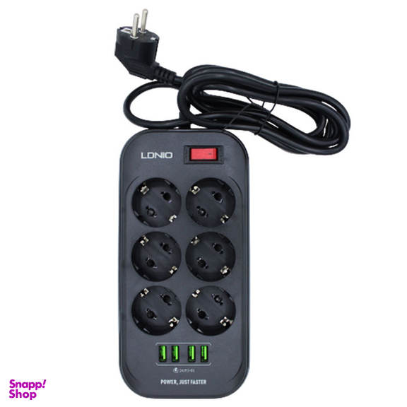 چند راهی برق الدینیو (Ldino) مدل SE6403 با کابل 2 متری رنگ مشکی
