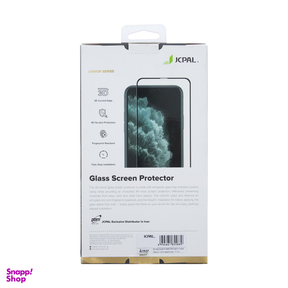 محافظ صفحه نمایش شیشه ای 3D جی.سی.پال (Jcpal) مدل EeasyOn Installer J03 مناسب موبایل اپل iPhone 11ProMax/XsMax