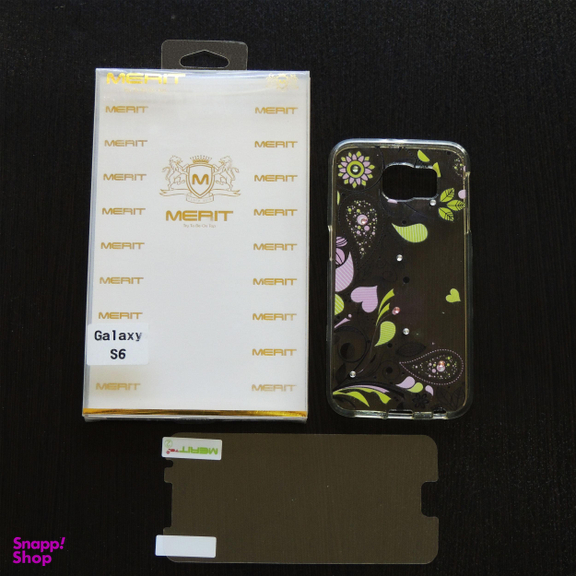 کاور مریت (Merit) مدل grn-folia مناسب موبایل سامسونگ Galaxy S6 به همراه محافظ صفحه نمایش