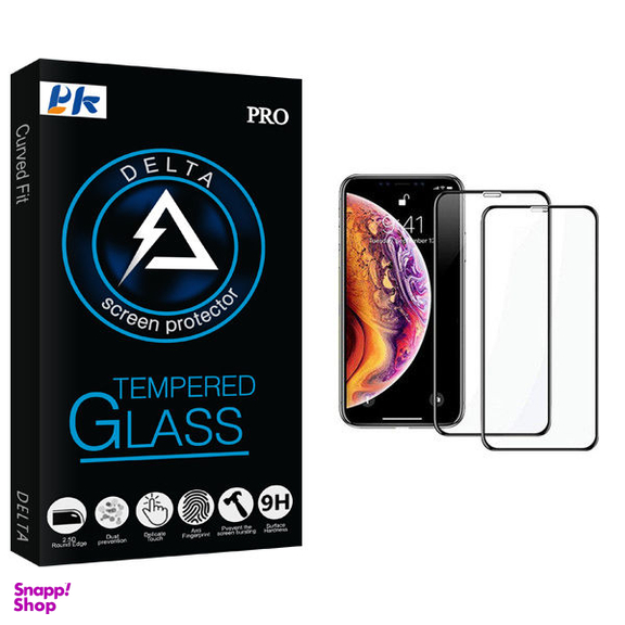 محافظ صفحه نمایش پی کی مدل Delta Glass مناسب برای گوشی موبایل اپل iPhone X/XS بسته 2 عددی
