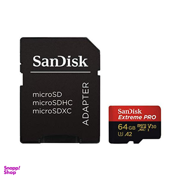 کارت حافظه microSDXC سن دیسک مدل Extreme PRO کلاس A2 استاندارد UHS-I U3 سرعت 170MBs ظرفیت 64 گیگابایت + آداپتور SD
