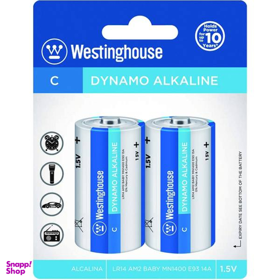 باتری سایز متوسط وستینگ هاوس مدل Dynamo Alkaline بسته‌ی 2 عددی