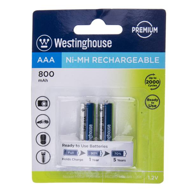 باتری قابل‌ شارژ نیم قلمی وستینگهاوس مدل Ni-MH Rechargeable بسته‌ی 2 عددی