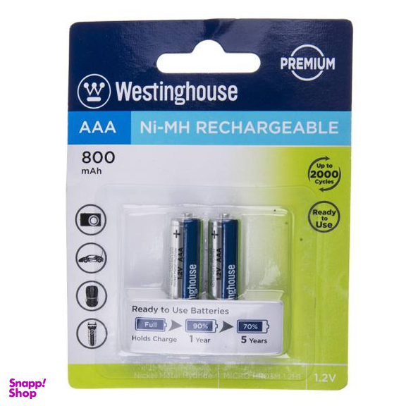 باتری قابل‌ شارژ نیم قلمی وستینگهاوس مدل Ni-MH Rechargeable بسته‌ی 2 عددی