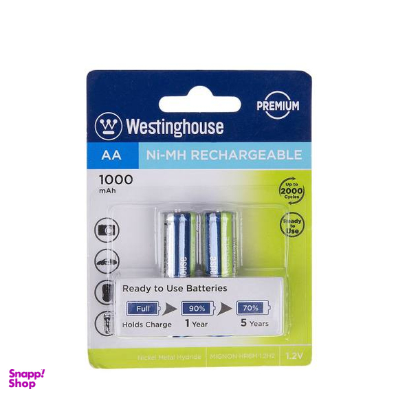 باتری قابل‌ شارژ قلمی وستینگهاوس مدل Ni-MH Rechargeable بسته 2 عددی
