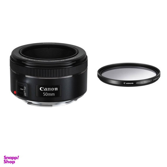 لنز کانن مدل EF 50mm f/1.8 STM به همراه فیلتر لنز یو وی 49 کانن