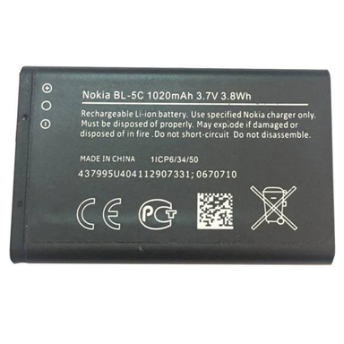 باتری موبایل مدل BL-5C با ظرفیت 1020mAh مناسب برای گوشی موبایل نوکیا 5C غیر اصل