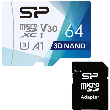 کارت حافظه microSDXC سیلیکون پاور مدل Superior Pro کلاس 10 استاندارد UHS-I U3 سرعت 100MBps ظرفیت 64 گیگابایت آداپتور SD