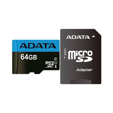 کارت حافظه microSDXC ای دیتا مدل Premier کلاس 10 استاندارد UHS-I V10 A1سرعت 100MBps ظرفیت 64 گیگابایت + آداپتور