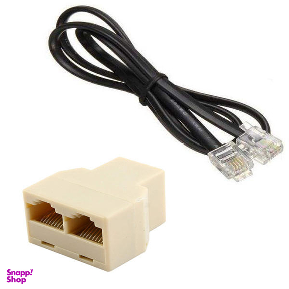 کابل تلفن مدل NV-2M طول 2 متر به همراه سوکت 1 به 2