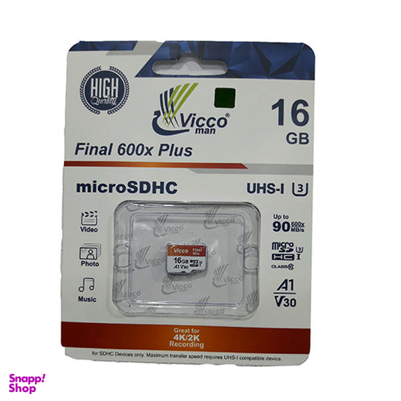 کارت حافظه microSDHC ویکومن مدل A1 V30 600X کلاس 10 استاندارد UHS-I U3 سرعت 90MBps ظرفیت 16گیگابایت