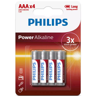 باتری نیم قلمی فیلیپس مدل LR03P4B/97 بسته چهار عددی