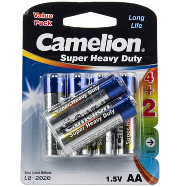 باتری قلمی کملیون (Camelion) مدل Super Heavy Duty بسته 6 عددی