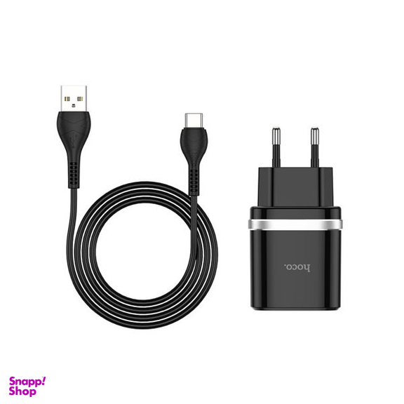 شارژر دیواری هوکو مدل C12Q به همراه کابل تبدیل USB-C