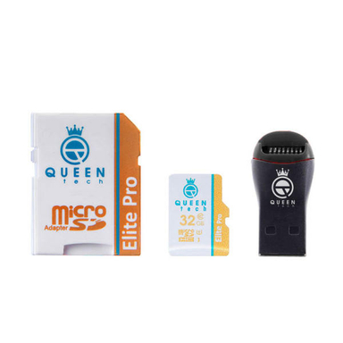 حافظه microSDHC کویین تک +Elite pro 566X کلاس 10 استاندارد UHS-I U3 85MBps ظرفیت 32 گیگ با آداپتور SD و کارت خوان