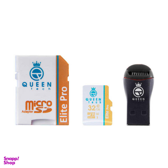 حافظه microSDHC کویین تک +Elite pro 566X کلاس 10 استاندارد UHS-I U3 85MBps ظرفیت 32 گیگ با آداپتور SD و کارت خوان
