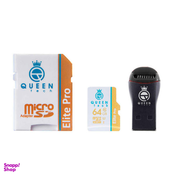 حافظه microSDXC کویین تک +Elite pro 566X کلاس 10 استاندارد UHS-I U3 85MBps ظرفیت 64 گیگ با آداپتور SD و کارت خوان