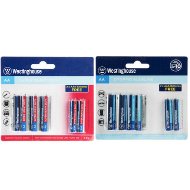 باتری قلمی و نیم قلمی وستینگهاوس مدل Dynamo Alkaline-Super Heavy Duty بسته 12 عددی