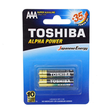 باتری نیم قلمی سوپر آلکالاین توشیبا مدل Alpha Power بسته 2 عددی