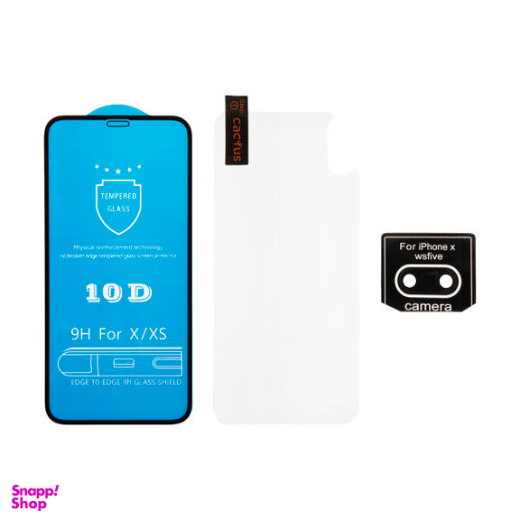 محافظ صفحه نمایش و پشت گوشی کاکتوس مدل MGPR.Bck مناسب برای گوشی موبایل اپل Iphone X/XS به همراه محافظ لنز دوربین