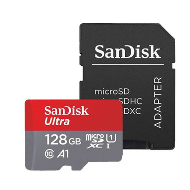 کارت حافظه microSDXC سن دیسک مدل Ultra A1 کلاس 10 استاندارد UHS-I سرعت 100MBps ظرفیت 128 گیگابایت + آداپتور SD