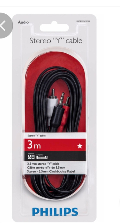 کابل تبدیل 3٫5 به 2 فیلیپس مدل Stereo (Y) طول 3 متر