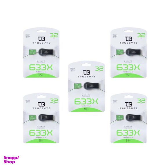 کارت حافظه microSD HC تروبایت مدل633X-A1-V30کلاس10 استاندارد UHS-I U3 سرعت95MBpsظرفیت 32 گیگ همراه کارت خوان بسته 5 عدد