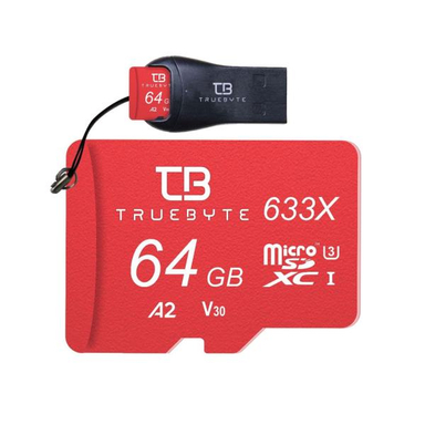 کارت حافظه microSD XC تروبایت (Truebyte) مدل 633X-A2-V30 کلاس 10 استاندارد UHS-I U3 سرعت 95MBps ظرفیت 64GB+کارت خوان بسته 5 عددی