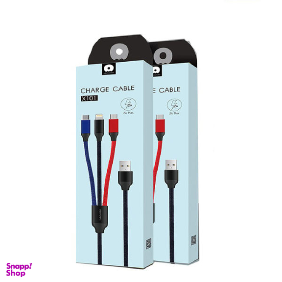 کابل تبدیل USB به microUSB/USB-C/لایتنینگ دبلیو یو دبلیو مدل X101 طول 1 متر