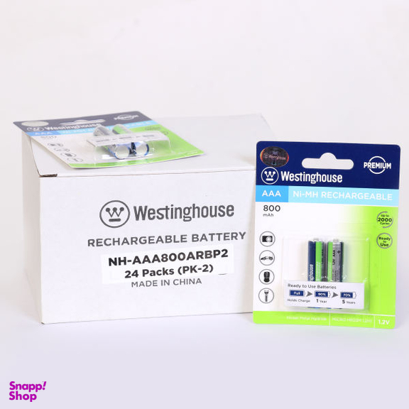 باتری نیم قلمی قابل شارژ وستینگهاوس مدل HR03M 800 بسته 2 عددی