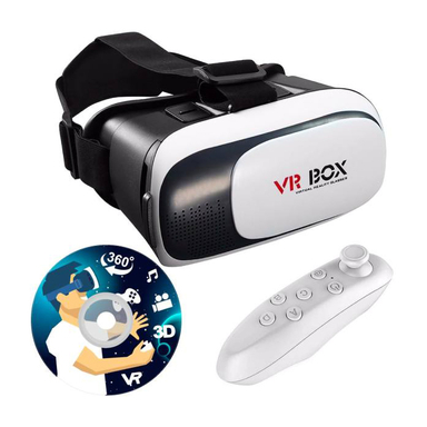 هدست واقعیت مجازی وی آر باکس مدل VR Box 2 به همراه ریموت کنترل بلوتوث و DVD حاوی اپلیکیشن و باتری