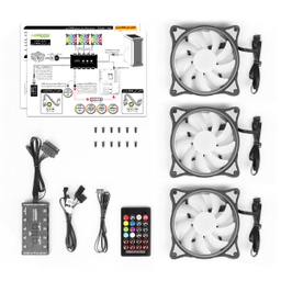فن کیس گرین مدل HURACAN FAN GFK120M-ARGB بسته 3 عددی