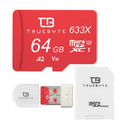کارت حافظه microSD XC تروبایت مدل 633X-A2-V30 کلاس 10 استاندارد UHS-I U3 سرعت 95MBps ظرفیت 64 گیگابایت با کارت‌خوان