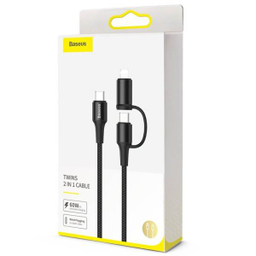 کابل تبدیل USB-C به USB-C/لایتنینگ باسیوس مدل CATLYW-H01 طول 1 متر