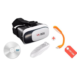 هدست واقعیت مجازی وی آر باکس مدل VR Box 2 به همراه ریموت کنترل بلوتوث و DVD نرم افزار و USB LED هدیه