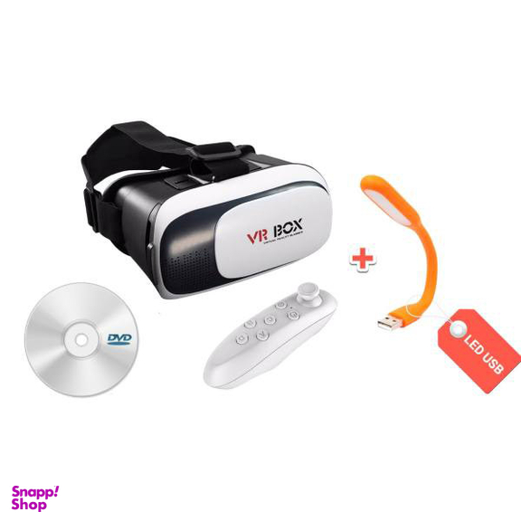 هدست واقعیت مجازی وی آر باکس مدل VR Box 2 به همراه ریموت کنترل بلوتوث و DVD نرم افزار و USB LED هدیه
