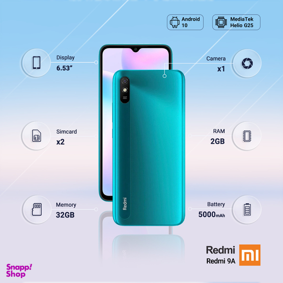 گوشی موبایل شیائومی مدل Redmi 9A M2006C3LG ظرفیت 32 گیگابایت و رم 2 گیگابایت