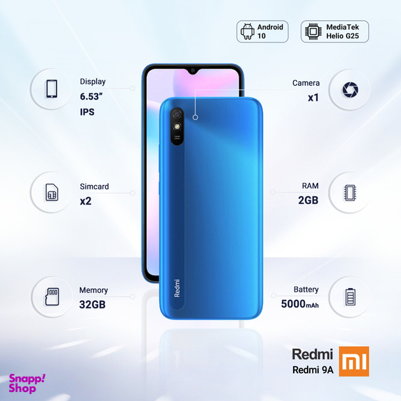 گوشی موبایل شیائومی مدل Redmi 9A M2006C3LG ظرفیت 32 گیگابایت و رم 2 گیگابایت
