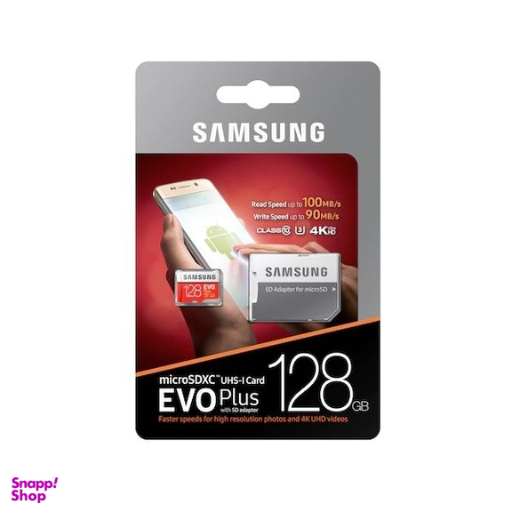 کارت حافظه microSDXC سامسونگ مدل Evo Plus کلاس 10 استاندارد UHS-I U3 سرعت 100MBps ظرفیت 128 گیگابایت به همراه آداپتور SD
