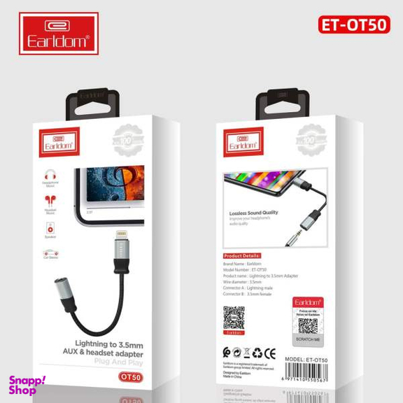 مبدل لایتنینگ به جک 3.5 میلی متری ارلدام مدل ET-OT50