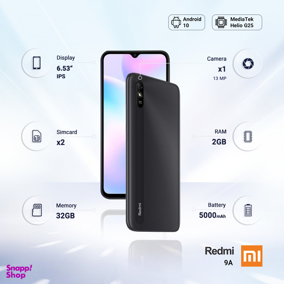 گوشی موبایل شیائومی مدل Redmi 9A M2006C3LG ظرفیت 32 گیگابایت و رم 2 گیگابایت