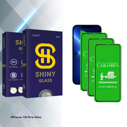 محافظ صفحه نمایش سرامیکی آتوچبو مدل Shiny Glass مناسب برای گوشی موبایل اپل iPhone 13 Pro Max بسته سه عددی