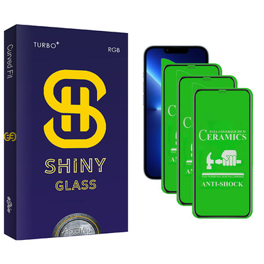 محافظ صفحه نمایش سرامیکی آتوچبو مدل Shiny Glass مناسب برای گوشی موبایل اپل iPhone 13 Pro Max بسته سه عددی