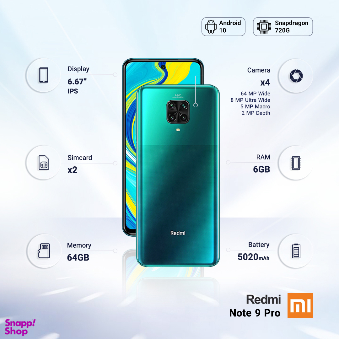 خرید و قیمت گوشی موبایل شیائومی مدل Redmi Note 9 Pro M2003J6B2G ظرفیت ...